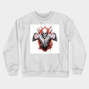 scary beast with red eyes and red background splash, halloween design Crewneck Sweatshirt